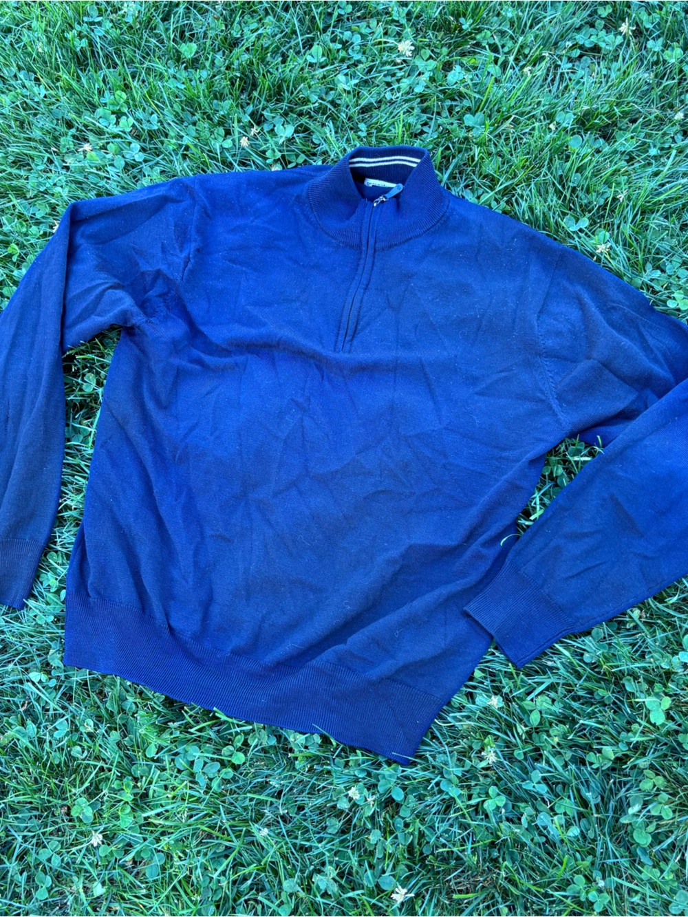 Peter Millar Men's Quarter-Zip Sweater Blue - Picture 2 of 6